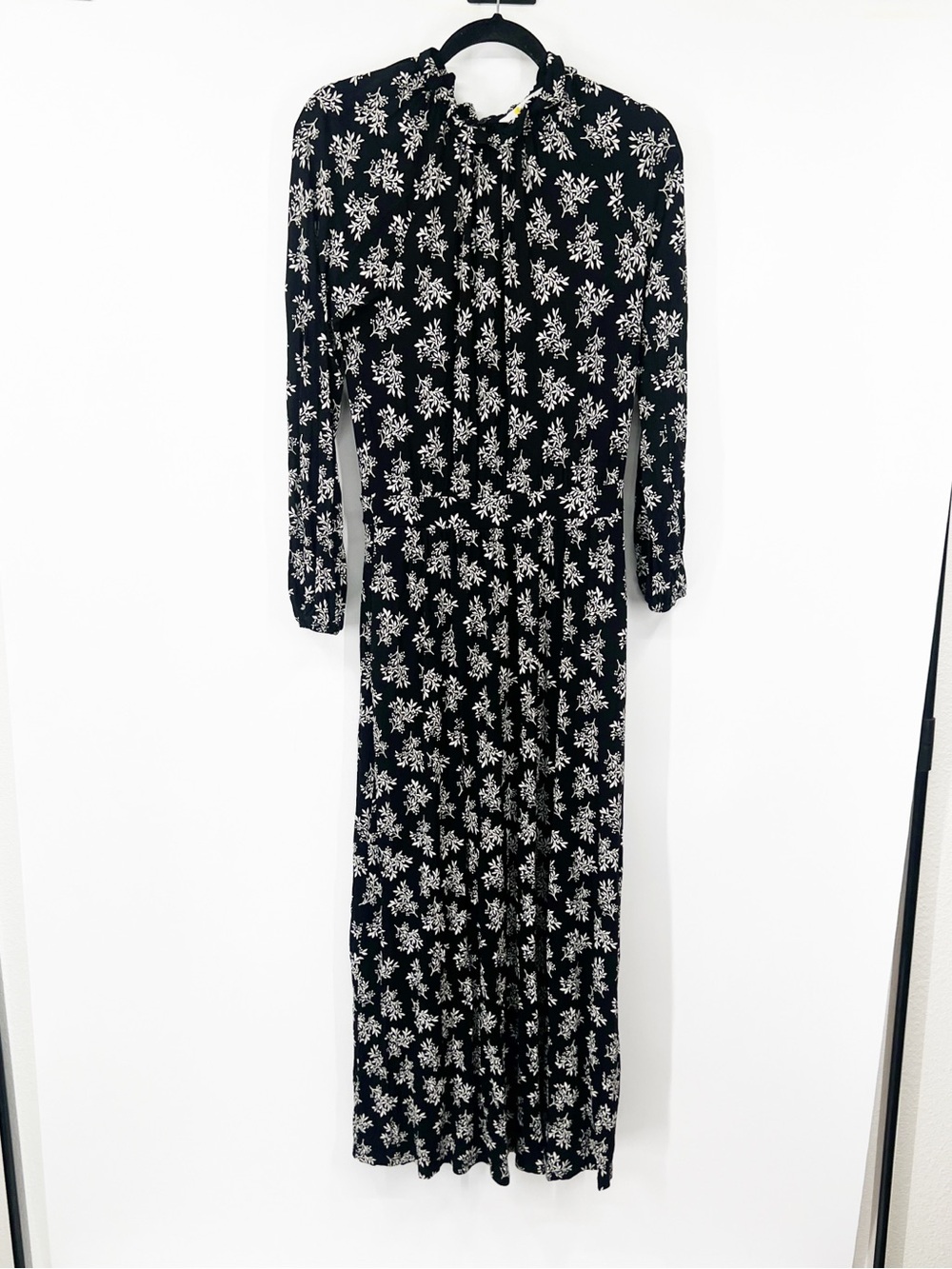 Boden Black Floral Long Sleeve Maxi Dress LONG